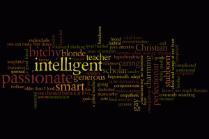 a Wordle of descriptors people have offered up in description of me